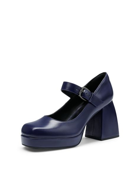 Navy Blue Fashionable Collar    Mary Jane Embellished   Women Shoes Dark Blue Chunky Heels, Blue Mary Janes, Dark Blue Shoes, Dark Blue Heels, Closed Toe Block Heels, Doctor Who Outfits, F1 2024, Blue Mary, Navy Blue Heels