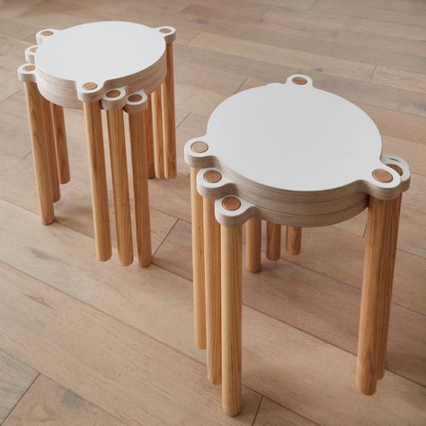 Stool And Table, Stackable Stools, Plywood Edge, Plywood Kitchen, Contemporary Dining Chair, Contemporary Stools, Decorative Room Dividers, Foldable Furniture, Occasional Tables