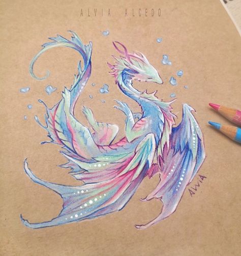 Water Dragon Drawing, Dragon Feathers, Sketch Dragon, Feathered Dragon, Cute Dragon Drawing, Dragon Drawings, Dragon Artwork Fantasy, Dragon Sketch, Fairy Dragon