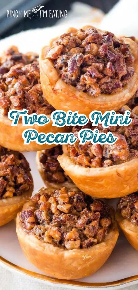 Discover the best mini pecan pies recipe, perfect for mini desserts and ideal for pie recipes lovers. These bite-sized treats are easy to make and delightful for any occasion. Enjoy the perfect blend of flavors in every small pie. Easy Mini Tart Recipes, Thanksgiving Pie Party, Mini Peanut Butter Pie, Easy Mini Pecan Pies, Mini Sweet Potato Pie Recipes, Mini Cream Pies, Pillsbury Mini Pie Crusts Recipes, Winter Baby Shower Desserts, Mini Pies For Wedding