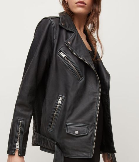 ALLSAINTS US: Womens Billie Oversized Leather Biker Jacket (black) Womens Black Leather Jacket, Womens Biker Jacket, London Today, Notting Hill, Leather Biker Jacket, Black Leather Jacket, Jackets Online, All Saints, Summer Essentials