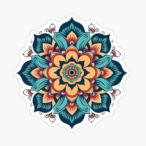 Get my art printed on awesome products. Support me at Redbubble #RBandME: https://www.redbubble.com/i/sticker/Mandala-Color-Uno-by-mushongc/163418049.EJUG5?asc=u Hippie Vibes, Yoga Gifts, The Bohemian, Mandala Coloring, Mandala Design, Inner Peace, Sticker Design, Vinyl Sticker, Awesome Products