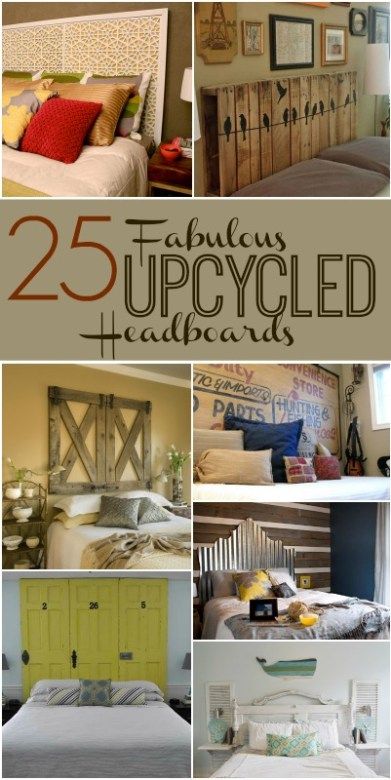 25-fabulous-upcycled-headboards-pinterest-pic Diy Headboard Ideas Easy, Upcycle Headboard, Diy Bed Headboard, Design Bed, Woodworking Furniture Plans, Diy Headboards, Diy Event, Bed Bedroom, Diy Headboard