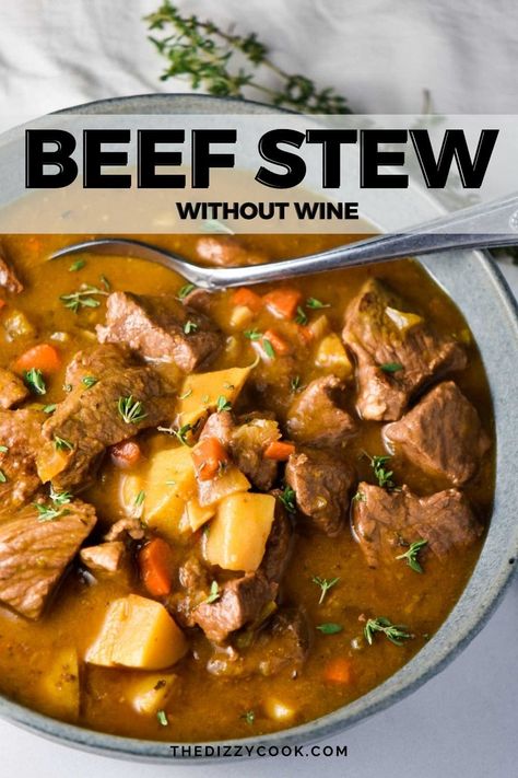 Beef Stew No Wine, Migraine Meals, Beef Srew, Migraine Food, Best Beef Stew Recipe, Homemade Beef Stew Recipes, Dizzy Cook, Beef Stew Meat Recipes, Easy Beef Stew Recipe