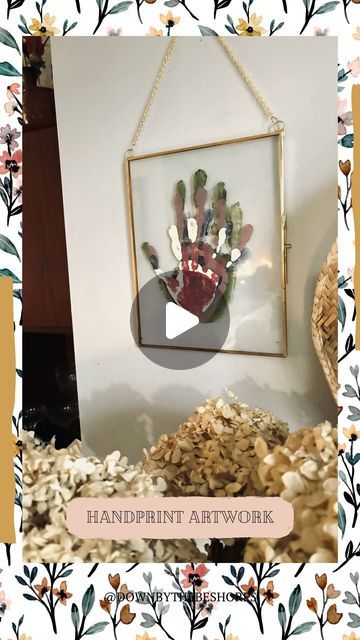 PAULINE BESHORE • Home on Instagram: "I try to make handprint art every year for grandparents and my husband. It’s incredible to watch the hands grow and remember that moment in time. I realized recently that I don’t have any handprint art for me. I saw this frame and knew exactly what to do with it. It’s my favorite piece of artwork now #handprintgift" Hand Print Picture Frame, Handprint Photo Frame, Grandparent Photo Gifts, Handprint Family Art, Homemade Gifts For Grandparents, Family Handprint Art, Handprint Artwork, Family Hand Prints, Sentimental Art