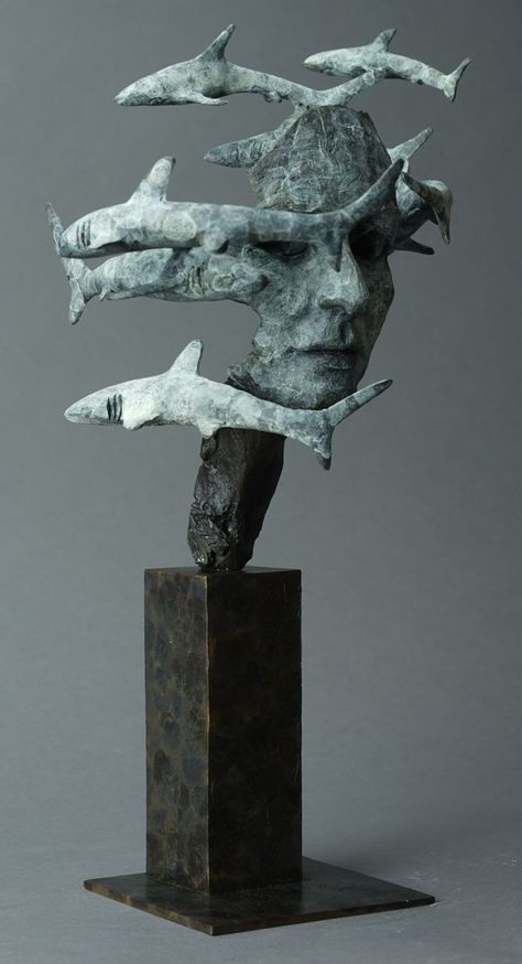 Contemporary Sculpture, Portrait Sculpture, Garden Art Sculptures, Deep Water, Sculpture Installation, Figurative Sculpture, Modern Sculpture, Sculpture Clay, Clay Sculpture