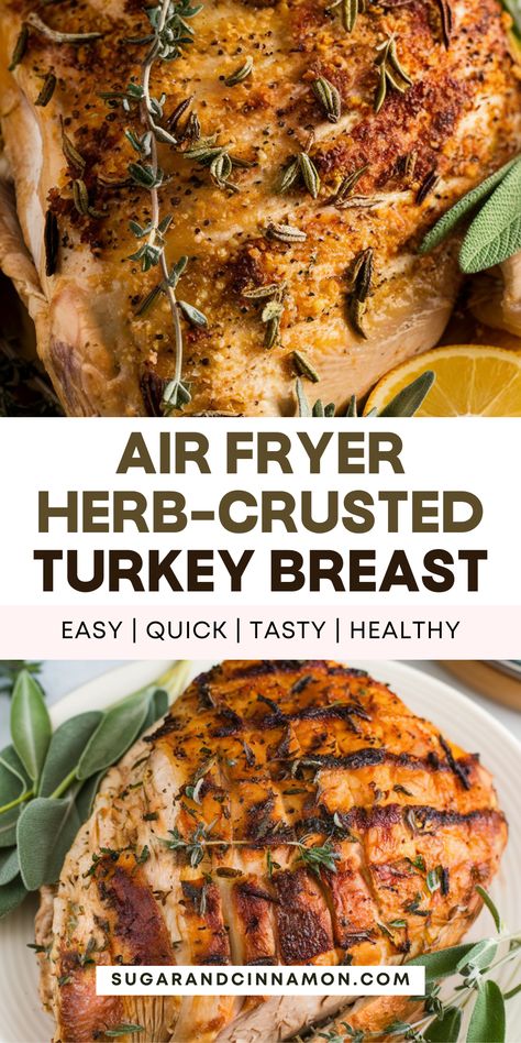 Craving a flavorful, crispy turkey breast without the hassle? 🍗✨ Try this Air Fryer Herb-Crusted Turkey Breast recipe! Packed with delicious herbs and made in minutes, this dish is perfect for busy weeknights or festive gatherings. Don’t forget to save this pin for later! 📌🌿 Turkey In The Air Fryer, Turkey Breast Air Fryer, Oil Less Turkey Fryer Recipes, Air Fryer Turkey Recipes, Turkey Fryer Recipes, Air Fryer Turkey Breast, Acai Recipes, Air Fryer Turkey, Cooking Turkey Breast