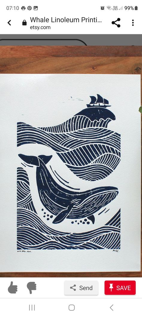 Whale Linocut, Printmaking Projects, Ocean Illustration, Aztec Tattoo, Linocut Art, Handmade Stamps, Monoprint, Block Printing, Lino Print