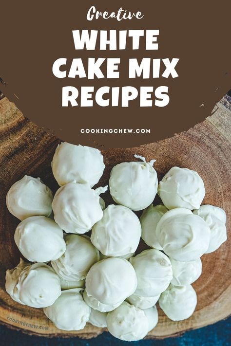 White Cake Mix Recipes Boxed Bundt, Classic White Cake Mix Ideas, White Cake Mix Dump Recipes, White Cake Mix Hacks, What To Do With White Box Cake, White Cake Box Mix Ideas, Doctored Vanilla Cake Mix Recipes, White Cake Mix Add Ins, Doctored White Cake Mix Recipes