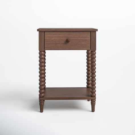 Madison Park Signature Beckett One Drawer Solid Wood Nightstand | Wayfair Solid Wood Nightstand, Spindle Nightstand, Austin House, Nightstand Wood, Spindle Bed, Decorative Light Bulbs, 2 Drawer Nightstand, Bedroom Refresh, Wood Nightstand