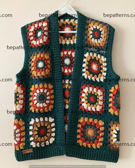 granny square designs for beginners Crochet Waistcoat, Crochet Jacket Pattern, Gilet Crochet, Crochet Baby Cardigan, Mode Crochet, Crochet Vest Pattern, Crochet Motif Patterns, Haken Baby, Crochet Fashion Patterns