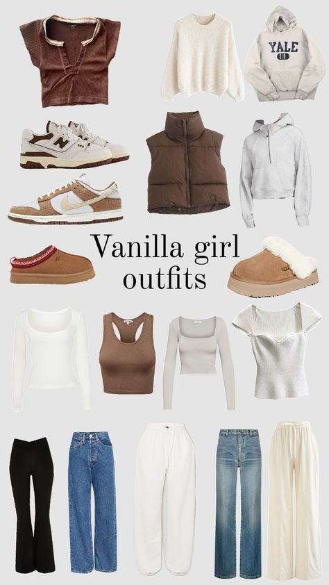 vanilla girl must haves!!! Vanilla Girl Must Haves, Cute Vanilla Girl Outfits, Vanilla Girl Wardrobe, Vanilla Girl Fits, Vanilla Girl Clothes, Vanilla Girl Aesthetic Outfits, Girl Must Haves, Closet Bathroom, Coastal Granddaughter