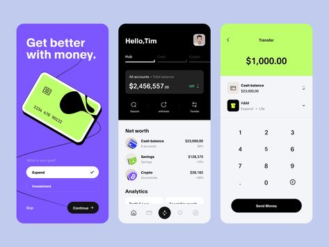 Finance mobile app by Jeehom on Dribbble Wallet Design Ideas, Ms Project, Credit Card App, Mobile App Design Inspiration, Wallet Design, Finance App, Ui Design Website, Banking App, Mobile Banking