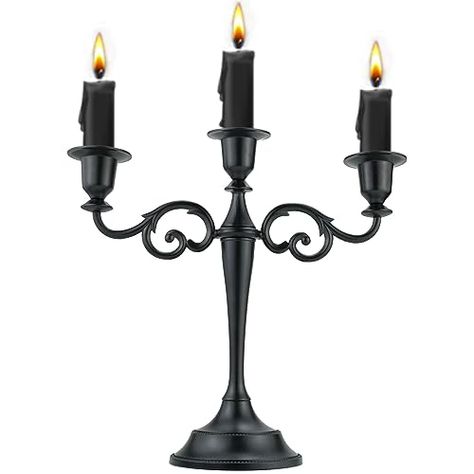 Viscacha 3 Metal Candelabra – Candlesticks Holder for Formal Events, Wedding, Church, Holiday Décor, Halloween – Taper Candle Holder Stand Centerpiece Elegant Decoration Piece for Table,Pure Black Candlestick Centerpiece, Metal Candelabra, Tall Candlesticks, Standing Candle Holders, Elegant Candles, Decoration Piece, Taper Candle Holders, Black Candles, Candle Stand