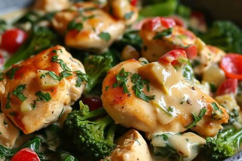 Garlic Chicken with Broccoli & Spinach Garlic Chicken With Broccoli And Spinach, Chicken Breast And Spinach Recipes, Chicken Broccoli Recipes, Chicken And Spinach Recipes, Garlic Chicken With Broccoli, Guest Recipes, Spinach Recipes Healthy, Chicken With Broccoli, Broccoli Spinach