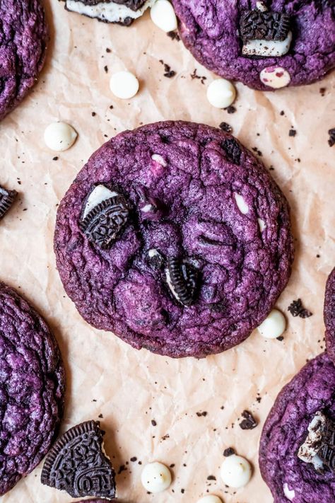 Ube Cookies and Cream Cookies - Cooking Therapy Ube Extract Recipe, Ube Cookies, Ube Dessert Recipe, Ube Dessert, Ube Extract, Cookies And Cream Cookies, Ube Halaya, Purple Cookies, Filipino Dessert Recipes