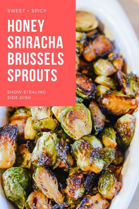 Oven Roasted Brussels Sprouts, Brussel Sprouts Recipes Easy, Roasted Brussels Sprouts Recipe, Brussel Sprout Recipes Roasted, Roasted Sprouts, Sprouts Recipe, Roasted Brussels Sprouts, Roasted Brussel, Spicy Honey