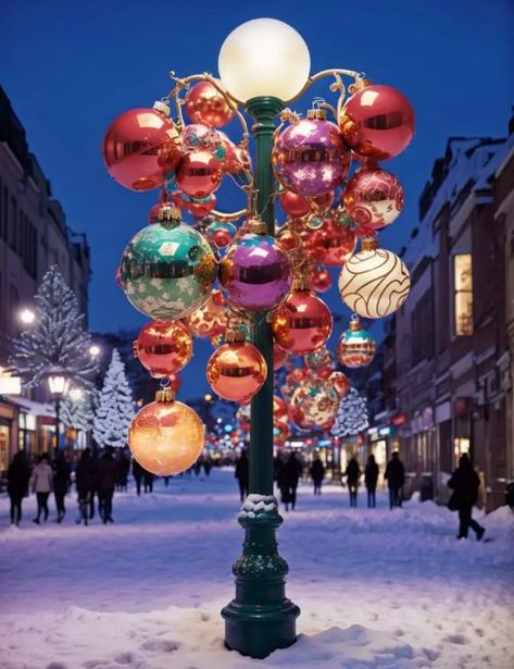 20 Magical Christmas Decoration Ideas for Street Light Poles