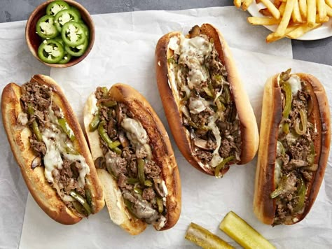 Philly Cheesesteak Recipe Peppers Onions Mushrooms, Philly Steak Sandwich, Oven Baked Steak, Philly Cheesesteak Sandwiches, Philly Cheesesteak Recipe, Sautéed Peppers, Cheesesteak Sandwiches, Budget Bites, Philly Cheese Steak Recipe