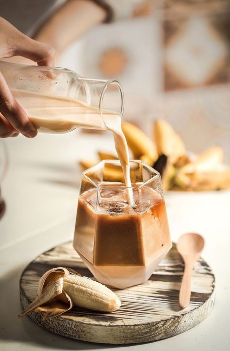 Milktea Aesthetic Photography, Milk Tea Photography, Tea Product Photography, Milk Tea Aesthetic, Banana Photography, Milk Photography, Photography Tea, Coffee Snacks, Scones Ingredients