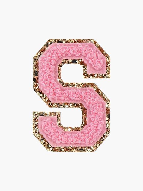 "Preppy Pink Varsity Letter S" Sticker by ktp100 | Redbubble Iphone Wallpaper Preppy, Letter Icon, Preppy Stickers, Letter Patches, Aesthetic Letters, Varsity Letter, Stoney Clover Lane, Stoney Clover, Pink Letter