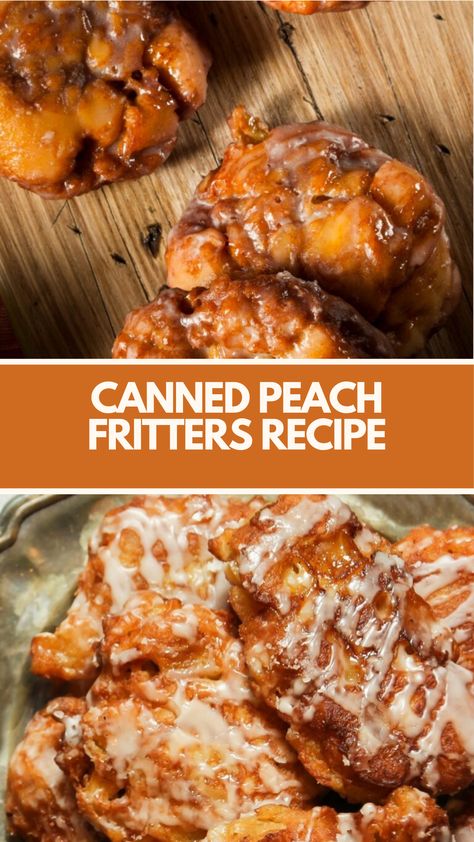 Canned Peach Fritters recipe made of canned peaches, flour, eggs, and a hint of cinnamon serve 8 takes about 30 minutes to prepare and cook. These delightful fritters are crispy on the outside, soft on the inside, and bursting with peach flavor. Southern Peach Fritters, Canned Diced Peaches Recipes, Baked Peach Fritters, Peach Fritter Bread, Can Peach Recipes, What To Do With Frozen Peaches, What To Make With Canned Peaches, Peach Fritters Recipes, Recipes Using Frozen Peaches