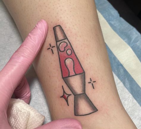 Lava Lamp Heart Tattoo, Heart Lava Lamp Tattoo, American Traditional Lava Lamp Tattoo, Lava Lamp Tattoo Simple, Traditional Lava Lamp Tattoo, Tiny Tattoo Placement Ideas, 70s Inspired Tattoos, Kitsch Tattoo, Girly Traditional Tattoo