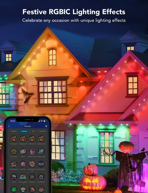 Smart Lights, Xmas Lights, Outdoor Holidays, Front House Landscaping, Up House, Led Outdoor Lighting, Outdoor Christmas Lights, Outdoor Lights, Google Assistant