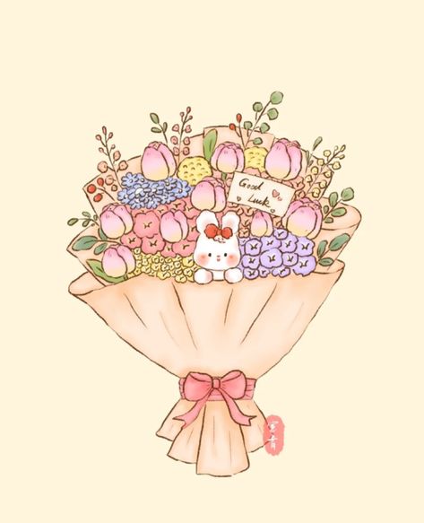 Hanging Flowers Drawing, Kawaii Bouquet, Vase Of Flowers Drawing, Flower Drawing Bouquet, Flower Bouquet Sketch, Cartoon Bouquet, Bucket Drawing, Bouquet Drawing, Bouquet Sticker