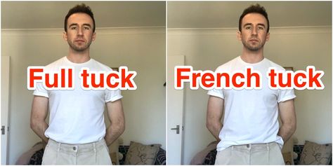 French Tuck Men, 2024 Clothes, Think Tattoo, French Tuck, Tan France, Different Aesthetics, Beckham Jr, Shirt Tucked In, Image Consultant