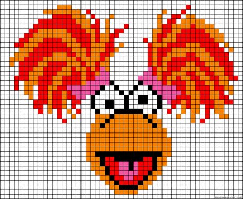 Red Fraggle Dr Seuss Perler Bead Pattern, Rock Perler Beads, Perler Bead Patterns Garfield, Fraggle Rock Crochet Pattern, Crochet Fraggle Rock, Red Fraggle Rock, Red Fraggle, Fraggle Rock Perler Beads, Perler Beads Pattern