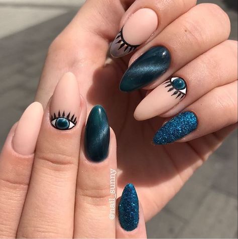 Evil Eye Nails, Yellow Nail Art, Almond Shape Nails, Nail Swag, Halloween Nail Art, Yellow Nails, Nail Polishes, Nail Polish Colors, Perfect Nails