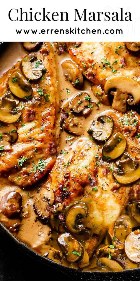 Bring the Italian restaurant favorite to your table with this Chicken Marsala recipe that's so delicious, you won't have to order it again. Chicken Marsala Recipe, Marsala Recipe, Marsala Chicken Recipes, Chicken Entrees, Chicken Marsala, Chicken Dishes Recipes, Poultry Recipes, Italian Restaurant, Chicken Dinner Recipes