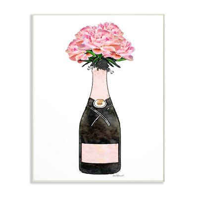 Babysitting Crafts, Champagne Wall, Champagne Flowers, Congratulations Cards, Peony Painting, Flowers Watercolor, Watercolor Flowers Paintings, Stupell Industries, Pink Champagne