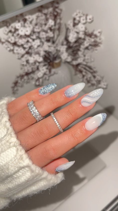 LN Nailed It on Reels | Dean Martin · Let It Snow! Let It Snow! Let It Snow! Snow Nails, Milky Nails, Medium Almond, Winter Nail Designs, Sparkly Nails, Xmas Nails, Nailed It, Fire Nails, Milky White