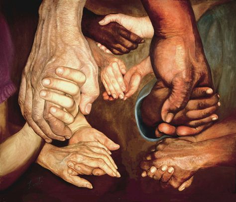 Love and tolerence make the world go 'round. Respect Your Elders, Hands Together, Healing Hands, Peaceful Places, March 1, Original Oil Painting, Original Oil, Portrait Tattoo, Holding Hands