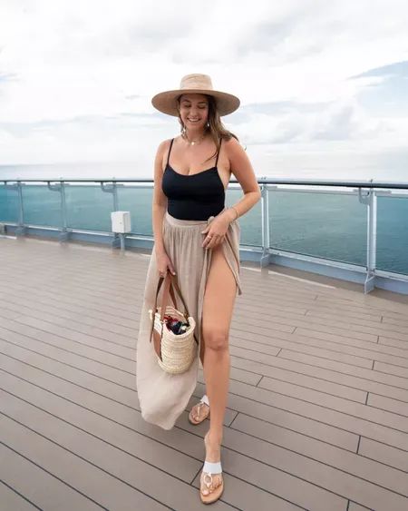 Beach outfit idea: black high cut one piece swimsuit, Amazon cover up, sunhat, and beach tote #beachoutfit #blackswimsuit #amazoncoverup #beachlook #LTKstyletip #LTKswim #LTKtravel Black One Piece Swimsuit With Cover Up, Beach Day Cover Up, Cute Pool Day Outfits, One Piece Swimsuit Cover Up, Swimsuit Top Outfit, Black Bathing Suit Outfit, Swimsuit Cover Up Ideas, Swim Cover Up Outfit, Beach Cover Up Outfit