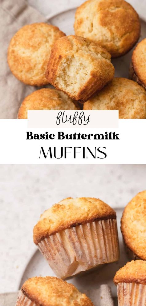 Basic Buttermilk Muffins Recipe Using Sour Milk, Buttermilk Dessert Recipes, Plain Muffins, Buttermilk Muffins, Muffin Flavors, Vanilla Muffins, Simple Muffin Recipe, Cranberry Muffins, Buttermilk Recipes