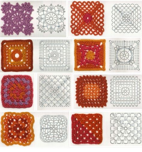 Granny Square Crochet Patterns Free, Beginner Crochet Projects, Pola Sulam, Crochet Handbags Patterns, Crochet Granny Square, Crochet Square Patterns, Quick Crochet, Granny Squares Pattern, Crochet Rose