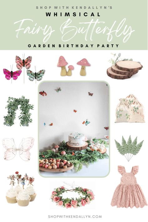 Fairy Garden One Year Old Party, Wildflower And Butterfly Party, First Birthday Fairy Garden Party, Fairy Garden Party Activities, Fairy Garden 2nd Birthday, Butterfly Garden Birthday Party Ideas, Fairy Party Food Table, Butterflies And Fairies Party, Fairy Garden 5th Birthday Party