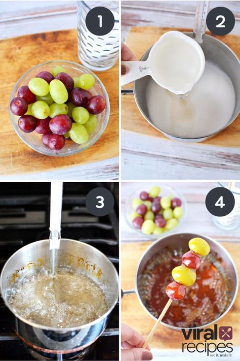 Grapes Snack Ideas, Easy Candied Grapes, Korean Grape Candy, Easy Candy Grapes, Candy Apple Grapes, Grape Tanghulu Recipe, How To Make Crunchy Grapes, Easy Candy Grapes Recipes, Candies Grapes Recipe