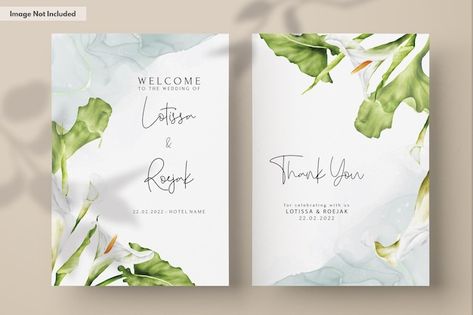 Lily Flower Watercolor, White Calla Lily, Calla Lily Flower, Rose Watercolor, Rose Illustration, Wedding Invitation Card Template, Invitation Card Template, Wedding Invitation Card, Flower Watercolor