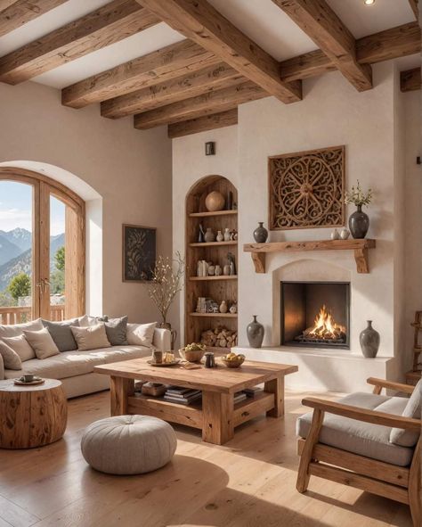 White And Brown Interior Design Living Rooms, Southwest Beach Decor, Light Wood Living Room Decor, Southwest House Decor, Santa Fe Living Room Southwest Style, South Western Interior Design, Modern Southwest Living Room, Desert Aesthetic Decor, Southwest Fireplace