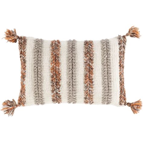 Surya Striped Lumbar Pillow Cover | Wayfair Beige Pillows, Woven Pillows, Orange Pillows, Surya Rugs, Hand Woven Pillows, Decorative Accents, Lumbar Pillow Cover, Lumbar Throw Pillow, Cotton Pillow