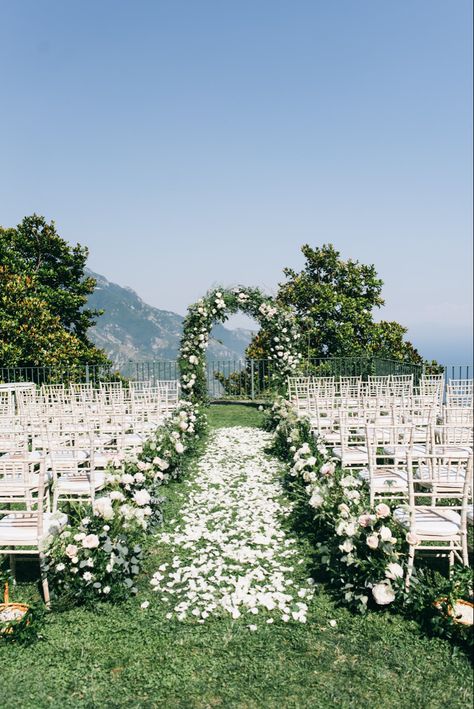 Garden Wedding Arch Outdoor Ceremony, Floral Down The Aisle, Tuscan Wedding Arch, Wedding Floral Ceremony, Garden Wedding Ideas Ceremony, Floral Isle, Wedding Aisle Florals, Garden Wedding Aisle, Outdoor Wedding Ceremony Decorations