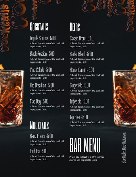 Black Russian, Restaurant Ideas, Cocktail Ingredients, Iphone Wallpaper Hd Nature, Tequila Sunrise, Cocktail Menu, Honey Lemon, Bar Menu, Mad Dog