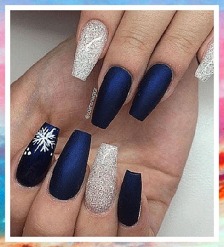 Pretty Christmas Nails - Found what you love? - Shop for the collection now, Click for more awesome inspirations. Dark Blue Winter Nail Designs, Navy Blue Nails With Snowflakes, Winter Nails Navy Blue, Navy Winter Nails, Royal Blue Christmas Nails, Navy Blue Christmas Nails, Navy Blue Winter Nails, Dark Blue Christmas Nails, Dark Blue Winter Nails