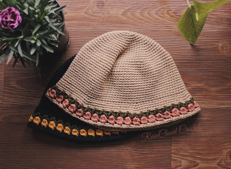 Tulip Bucket Hat, Bucket Hat Pattern Crochet, Crochet Bucket Hat Pattern, Hat Pattern Crochet, Crochet Tulip, Tulip Colors, Bucket Hat Pattern, Crochet Bucket, Crochet Bucket Hat