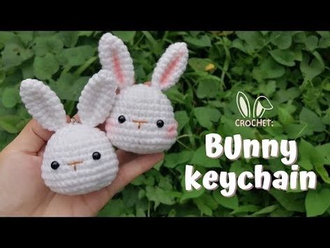 Crochet Rabbit Keychain Free Pattern, Crochet Bunny Keychain Pattern, Crochet Free Patterns Amigurumi Keychains, Bunny Keychain Crochet Pattern Free, Crochet Rabbit Keychain, Bunny Crochet Keychain, Animal Keychain Crochet, Crotchet Keychains, Rabbit Crochet Pattern Free