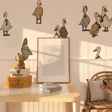 Add a touch of cuteness to your kids’ room with these adorable duck wall decals! We smile every time we see the bonnet 🥹☺️ @rockymountaindecals || duck duck goose decals Goose Wall Decal, Duck Nursery, Duck Duck Goose, Mountain Decal, Duck Decor, Modern Design Trends, Duck Duck, Vintage Boho Fashion, Wall Vinyl